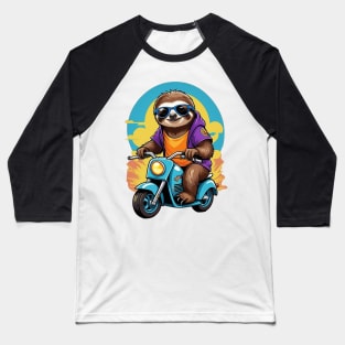 Motorbike Riding Sloth Baseball T-Shirt